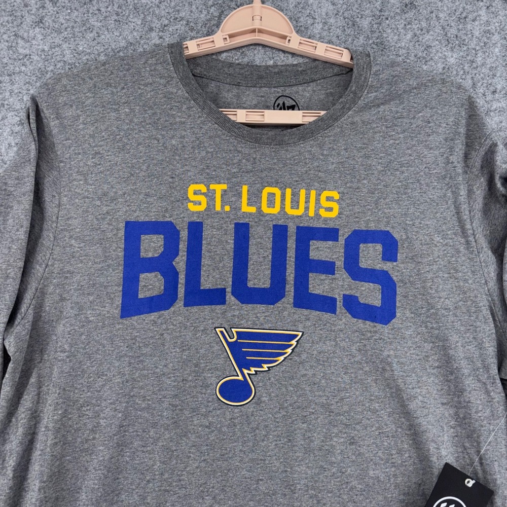 47 Brand St. Louis Blues Shirt Mens XXL Gray Long Sleeve Pregame Super Rival NHL